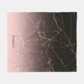 黒のバラの大理石 フリースブランケット (正面(横))