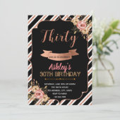 黒のバラの金ゴールドの誕生日の招待 招待状 (スタンド正面)