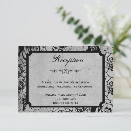 黒のバラゴシック様式フレームの結婚披露宴 招待状 (スタンド正面)