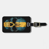 黒のバルバドスの旗のスカル ラゲッジタグ (正面横)