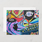 黒のバルーン ポストカード (正面/裏面)