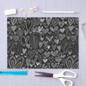 黒のバレンタインデーのハート 薄葉紙 (クラフト)