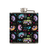 黒のパグの砂糖のスカルパターン フラスク (裏面)