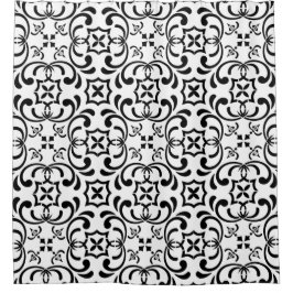 黒のパターン シャワーカーテン