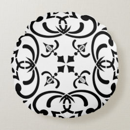 黒のパターン ラウンドクッション