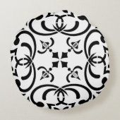 黒のパターン ラウンドクッション (裏面)