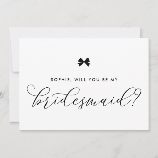 黒のパリジャンの弓が私の花嫁になる 招待状 (正面)