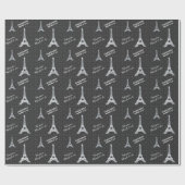 黒のパリパーソナライズなエッフェル塔 ラッピングペーパー (フラット)