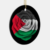 黒のパレスチナ人のばら色の旗 セラミックオーナメント (右)