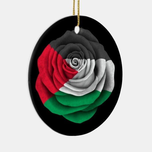 黒のパレスチナ人のばら色の旗 セラミックオーナメント (右)