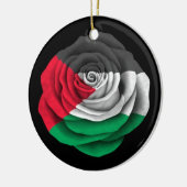 黒のパレスチナ人のばら色の旗 セラミックオーナメント (左)