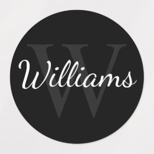 黒のパーソナライズされたモノグラムと名前ラベル ラベル