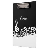 黒のパーソナライズで白く乱雑な音符 クリップボード (左)