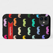 黒のパーソナライズな虹の髭パターン Case-Mate iPhoneケース (裏面(横))