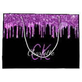 黒のパープルグリッターが滴るモノグラムの輝き ラージペーパーバッグ (裏面)