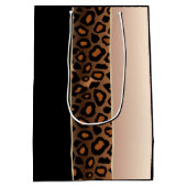 黒のヒョウパターンは上がり、 ミディアムペーパーバッグ (裏面)