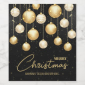 黒のビジネスギフトとしてのクリスマスオーナメント ワインラベル (シングルラベル)