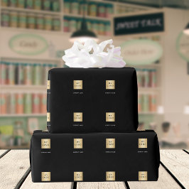 黒のビジネス コーポレート ロゴ ラッピングペーパー