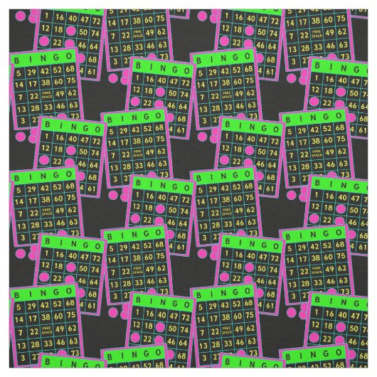 黒のビンゴのカードおよびマーカーのネオン色 ファブリック (見本)