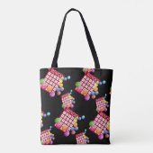 黒のビンゴカードそしてビンゴの球 トートバッグ (裏面)