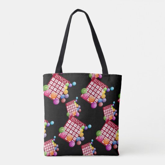 黒のビンゴカードそしてビンゴの球 トートバッグ (裏面)