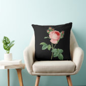黒のピンクのバラのヴィンテージの植物のイラストレーション クッション (椅子)