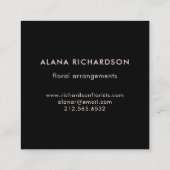 黒のピンクの大理石の一見 スクエア名刺 (裏面)