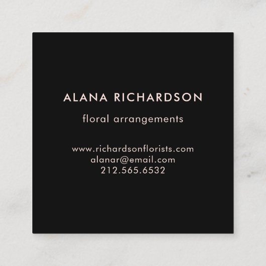 黒のピンクの大理石の一見 スクエア名刺 (裏面)