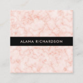 黒のピンクの大理石の一見 スクエア名刺 (正面)