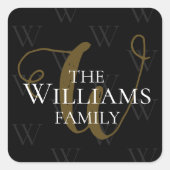 黒のファミリ名 スクエアシール (正面)