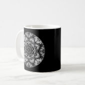 黒のファンシーな円形のデザイン コーヒーマグカップ (正面左)
