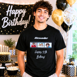 黒のフィルム コラージュ 名前 誕生日 おじさん Tシャツ