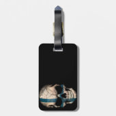 黒のフィンランドの旗のスカル ラゲッジタグ (裏面縦)