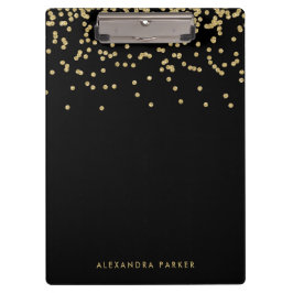黒のフェイクな金ゴールドの紙吹雪 クリップボード