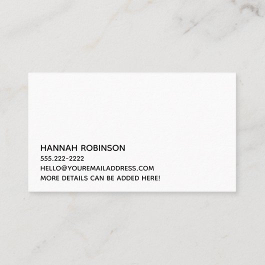 黒のフェイクな金ゴールドホイルのこんにちは手書きの原稿 名刺 (裏面)