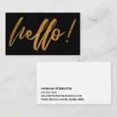 黒のフェイクな金ゴールドホイルのこんにちは手書きの原稿 名刺 (正面/裏面)