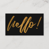 黒のフェイクな金ゴールドホイルのこんにちは手書きの原稿 名刺 (正面)