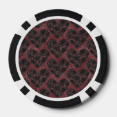 黒のフェイクレースハートフラワー ポーカーチップ (裏面)