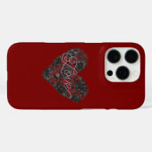 黒のフェイクレースハートフラワー Case-Mate iPhoneケース (裏面 (横))