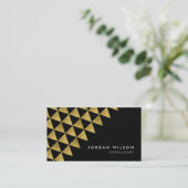 黒のフェイク金ゴールド三角形コンサルタント幾何学的 名刺 (スタンド正面)