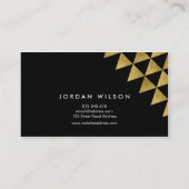 黒のフェイク金ゴールド三角形コンサルタント幾何学的 名刺 (裏面)