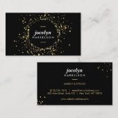 黒のフェイク金ゴールド紙吹雪円 名刺 (正面/裏面)