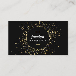 黒のフェイク金ゴールド紙吹雪円 名刺
