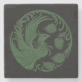 黒のフェニックスの伝統的な緑の円 ストーンコースター (正面)