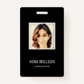 黒のフォトビジネスID バッジ (正面)