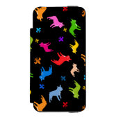 黒のフランス語パターン INCIPIO iPhoneウォレットケース (フォリオ 正面)