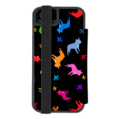 黒のフランス語パターン INCIPIO iPhoneウォレットケース (フォリオ裏面)