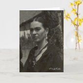 黒のフリーダ・カーロ カード (黄色い花)