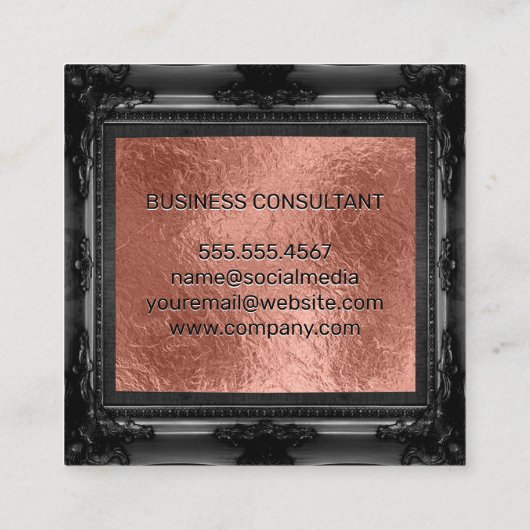 黒のフレファンシーーム スクエア名刺 (裏面)