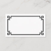 黒のフレームアールデコ白結婚の場所の名前 プレイスカード (正面)